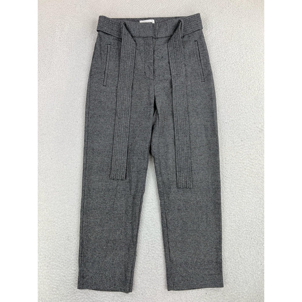 Wilfred Pants Womens 6 Gray Wool Herringbone Belted Crop Straight WFF4-6606-30